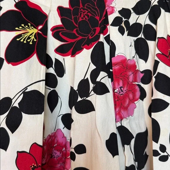 JKLA Floral PLEATED FULL Skirt - Black, White, and Pink - Picture 2 of 7